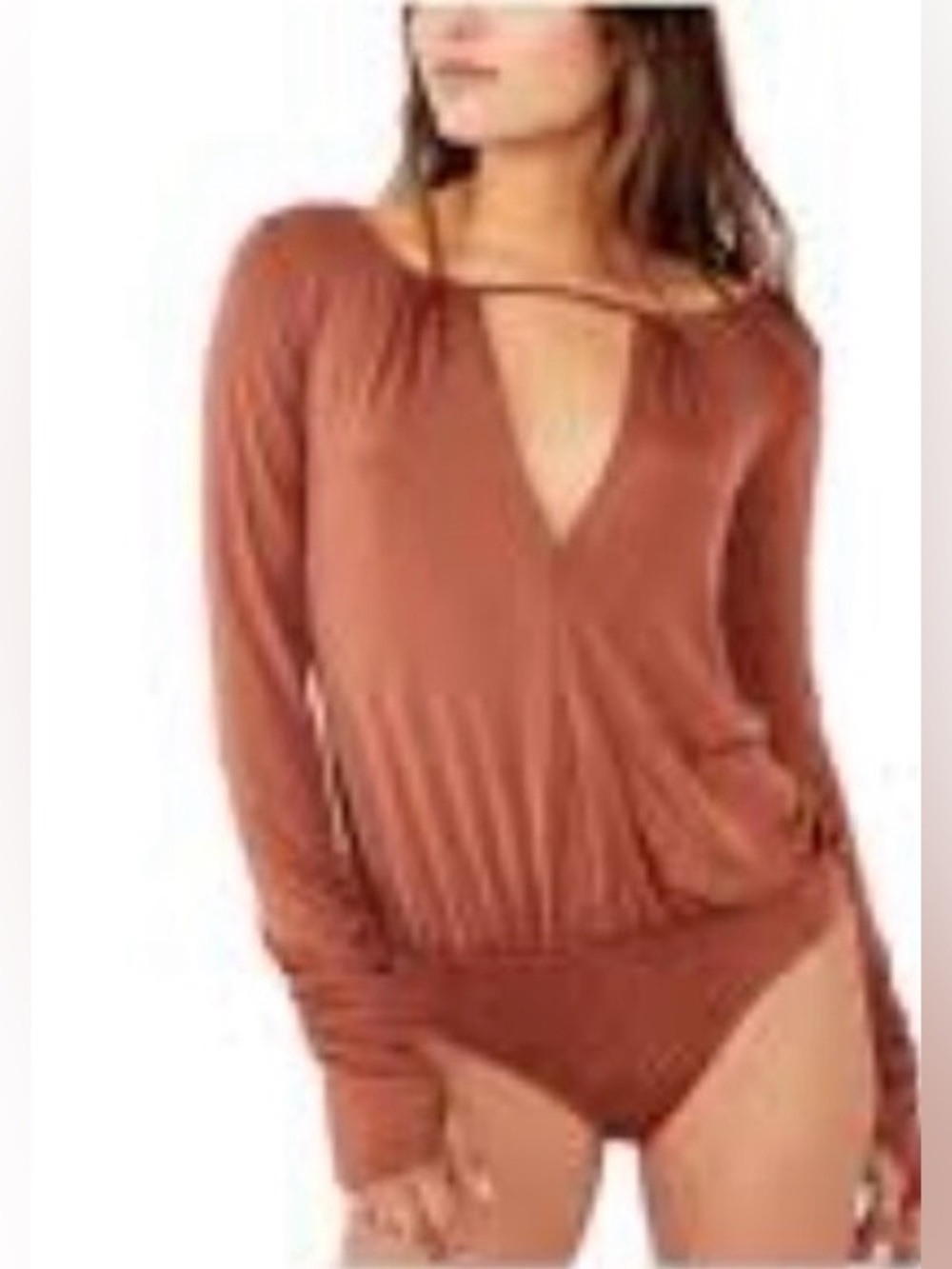 Free People Kaya Keyhole Bodysuit Color is Mesa Size XL EUC